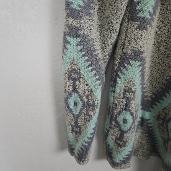 Debut Women Aztec Tribal Open Front Knit Boho Sweater Cardigan Southwestern S/M - Picture 10 of 13